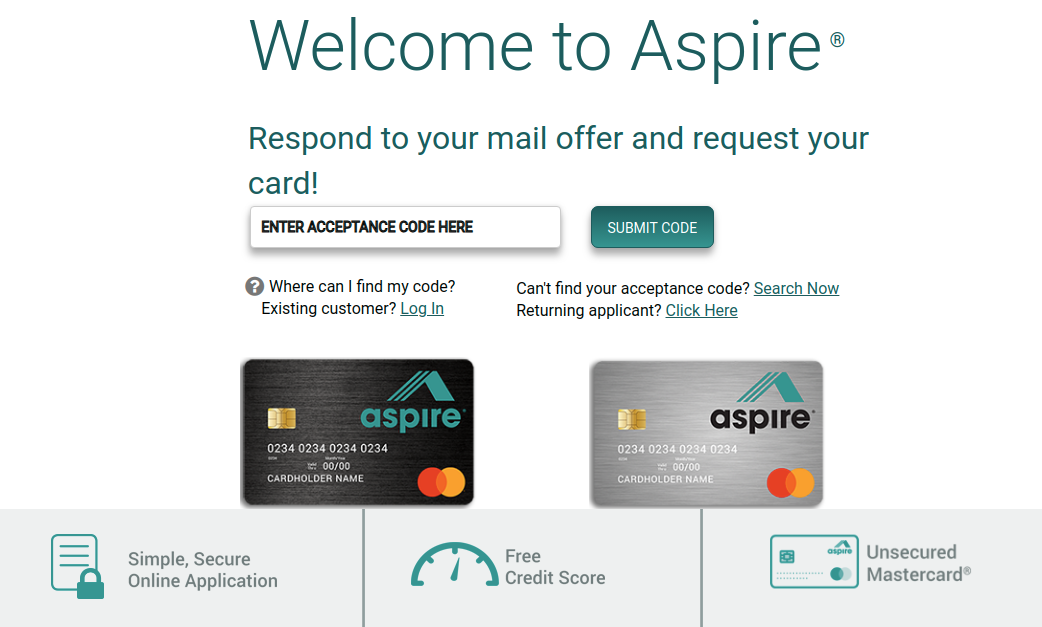 Aspire Credit Card Acceptance Code - wide 4